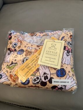 Little Snuggles Halloween Print Pajama Set - Peach